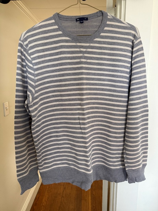 GAP Other - GAP Men's Gray & White Striped Crewneck Sweater